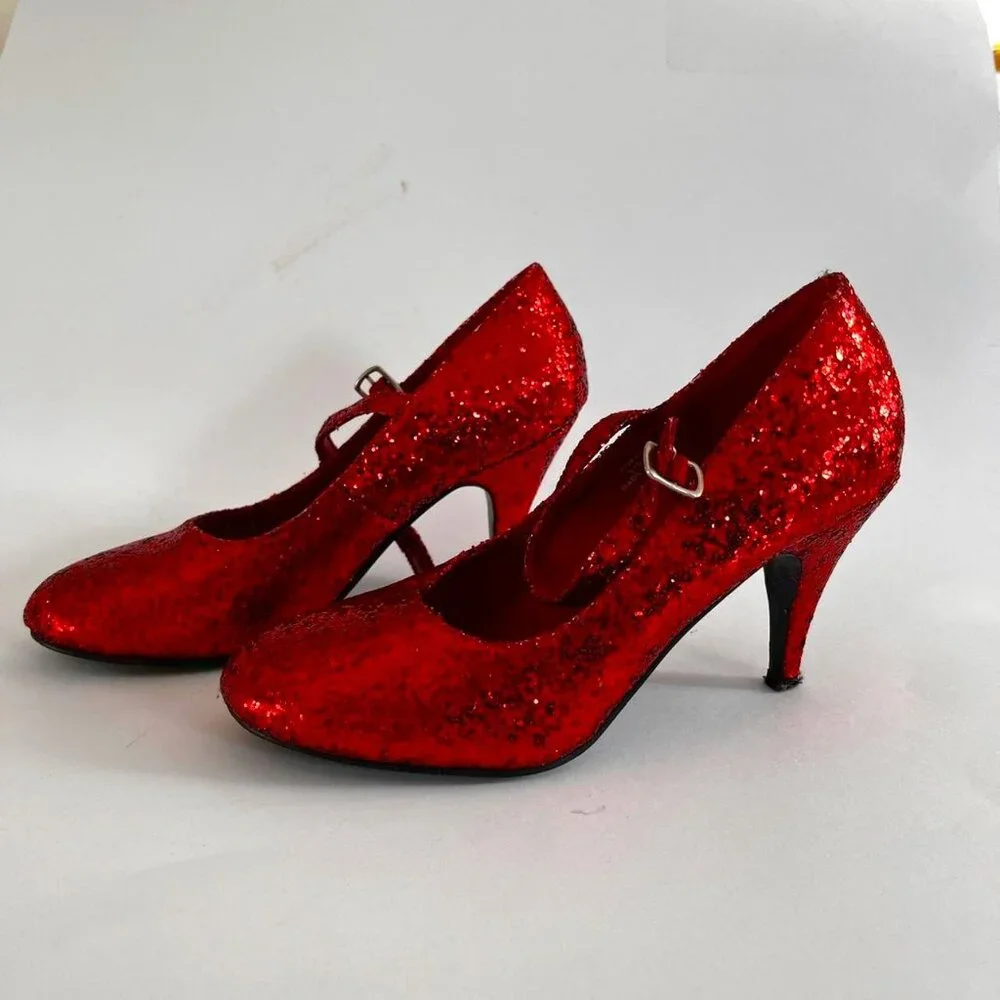 Funtasma by Pleasers Ruby Red Glitter Heels - Picture 1 of 7